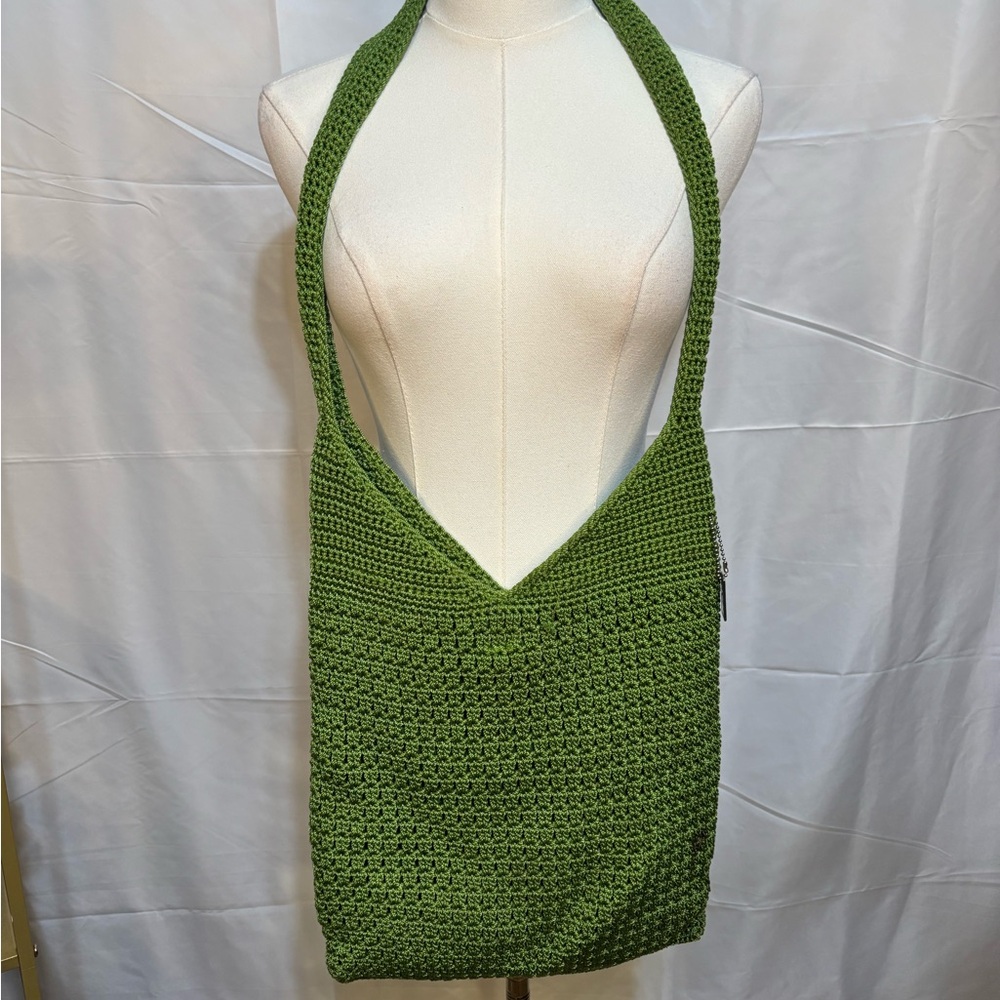 Jacqueline Ferrar‎ Olive Green Crochet Shoulder Bag 90s Y2K Boho Hobo Purse